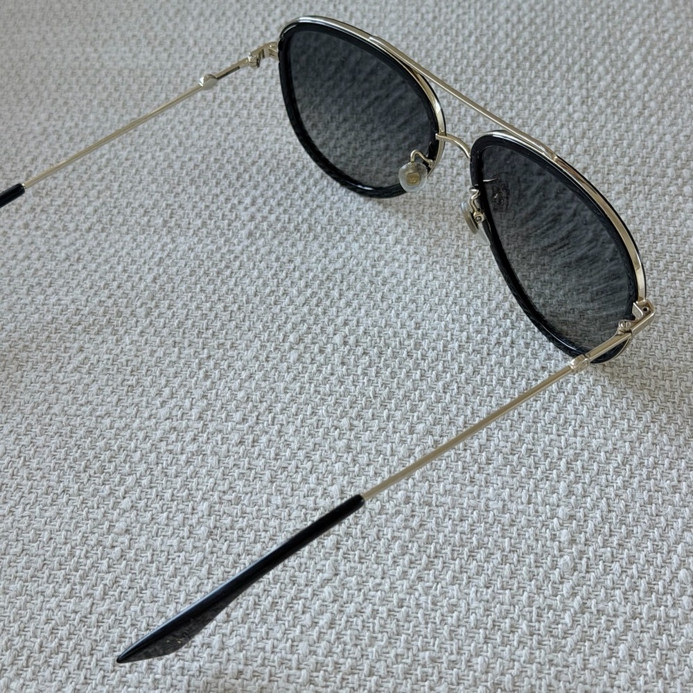 Gucci Black Lens Aviator Sunglasses with Gold Accents - Picture 2 of 7